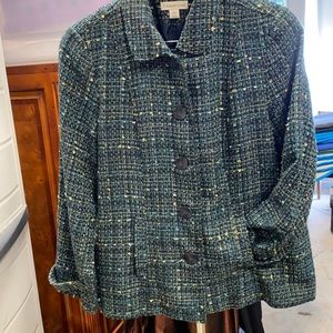 Stunning teal beige cream silver ColdwaterCreek car coat.Excellent condition XL